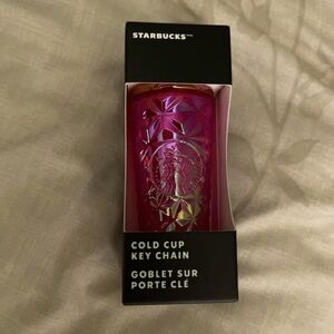 Starbucks, cold cup keychain in fuchsia pink